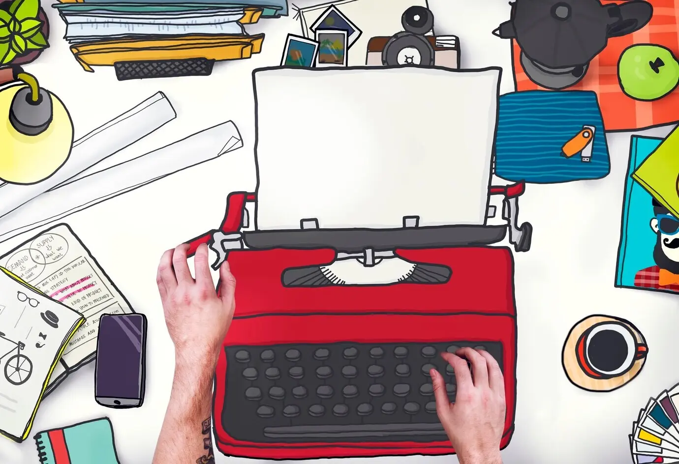 Retro-Tastaturkonzept einer Schreibmaschinen-Nachrichtenmaschine